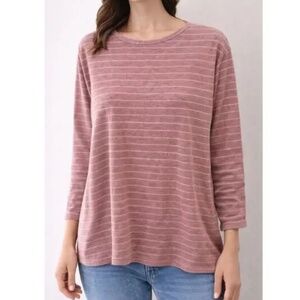 LULULEMON Back In Action Striped Long Sleeve Top Pink White Relaxed Fit